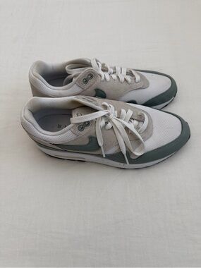 Nike White Low-Top Air Max Sneakers with Subtle Sage Green Logo